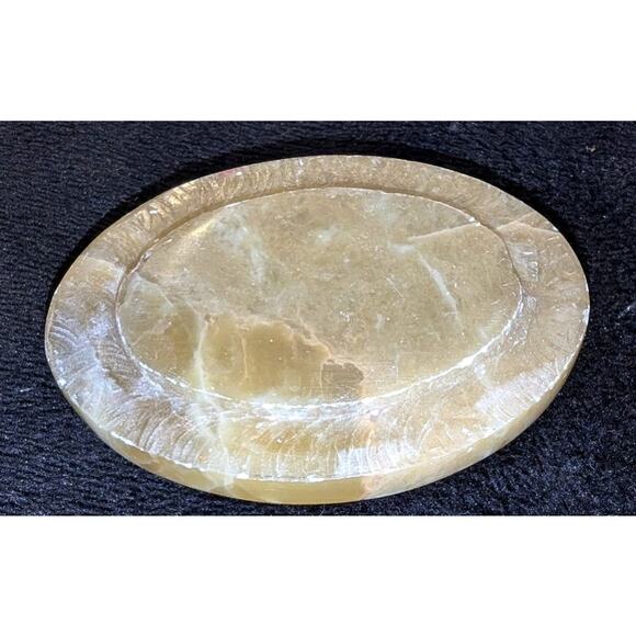 VTG Soap Stone Small Trinket Box Inlaid Mother of Pearl India Kubla Crafts Tan - Picture 4 of 7